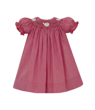 Petit Bebe Petit Bebe Santa Face Red Gingham Bishop Dress
