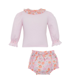 Petit Bebe Petit Bebe Pumpkin Print Smocked Bloomer Set