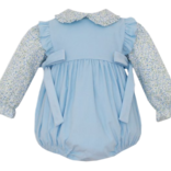 Petit Bebe Petit Bebe Blue Floral Blouse & Corduory Bubble Set