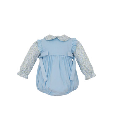 Petit Bebe Petit Bebe Blue Floral Blouse & Corduory Bubble Set
