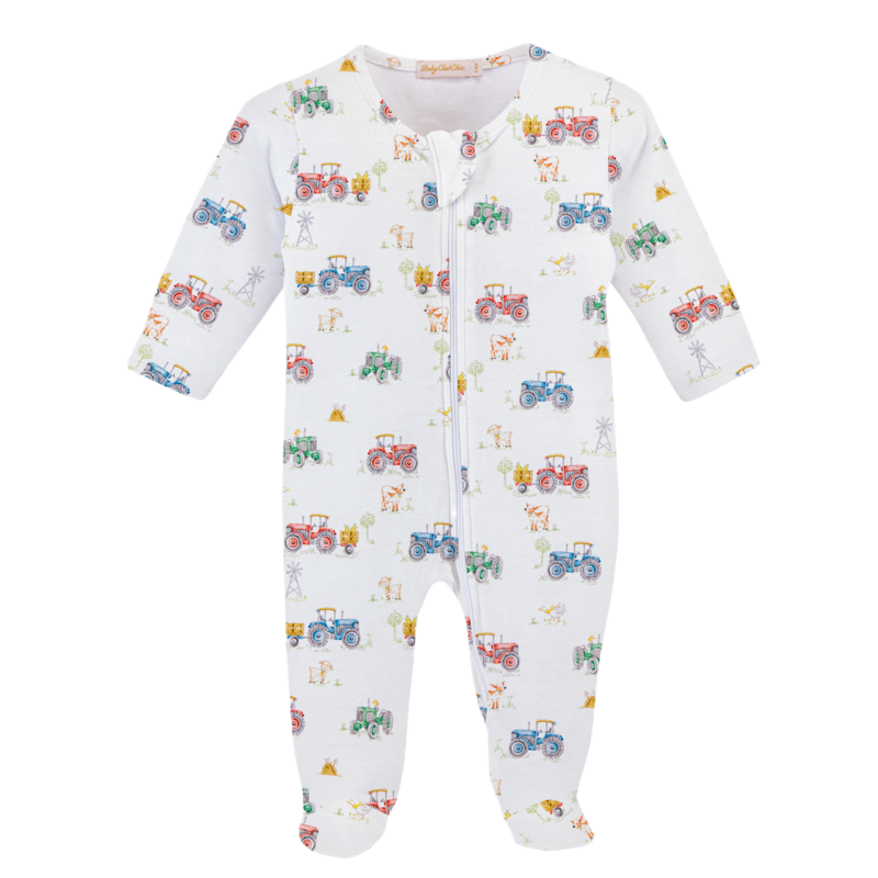 Baby Club Chic Baby Club Chic Tractor Time Zipped Footie