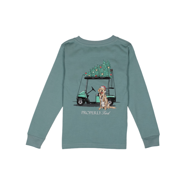 Properly Tied Properly Tied Steel Blue LS Tee - Santa's Caddy