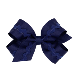 Wee Ones Wee Ones Medium Navy Ric-Rac Trim Bow