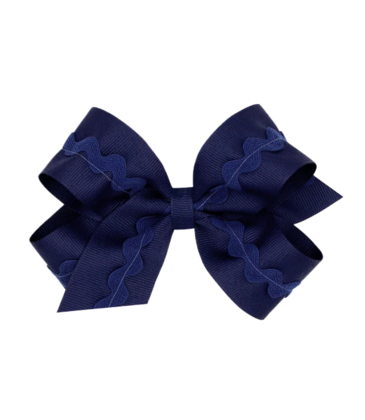 Wee Ones Wee Ones Medium Navy Ric-Rac Trim Bow