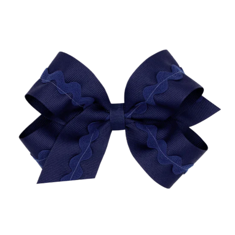 Wee Ones Wee Ones Medium Navy Ric-Rac Trim Bow