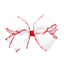 Wee Ones Wee Ones Medium White w/ Red Moonstitch Bow