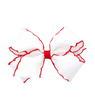 Wee Ones Wee Ones Medium White w/ Red Moonstitch Bow