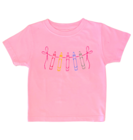 Mustard & Ketchup Mustard & Ketchup Pink Crayons with Bows T-Shirt