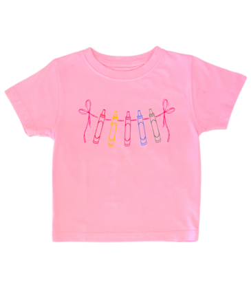 Mustard & Ketchup Mustard & Ketchup Pink Crayons with Bows T-Shirt