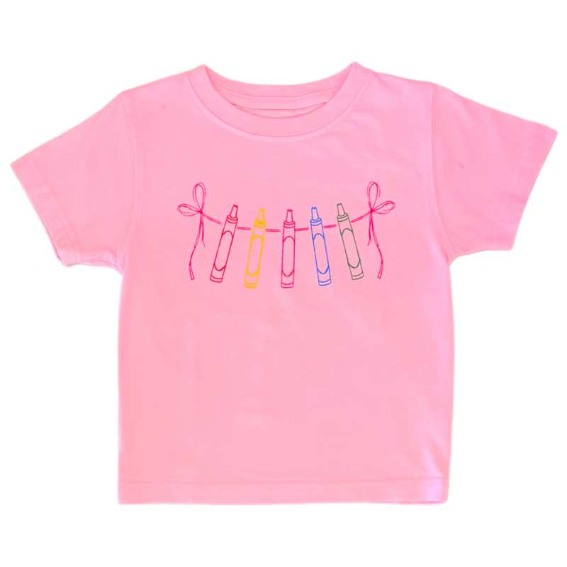 Mustard & Ketchup Mustard & Ketchup Pink Crayons with Bows T-Shirt