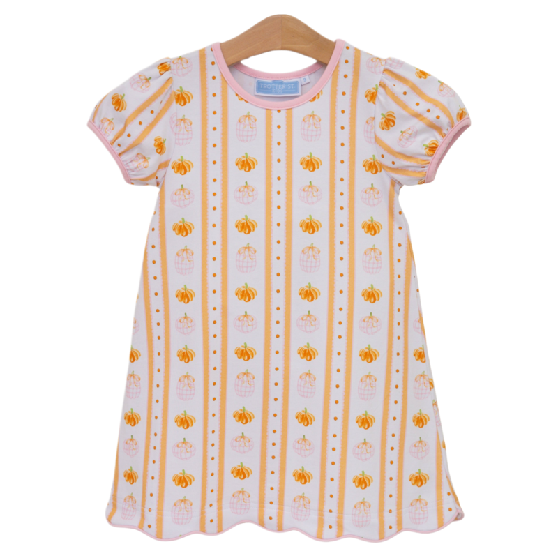 Trotter Street Kids Trotter Street Kids Pumpkin Patch Scalloped Dress