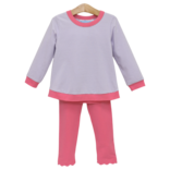 Trotter Street Kids Trotter Street Kids Reagan Pant Set - Lavender Stripe/Pink