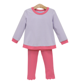 Trotter Street Kids Trotter Street Kids Reagan Pant Set - Lavender Stripe/Pink