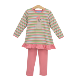 Trotter Street Kids Trotter Street Kids Puppy Ruffle Pant Set