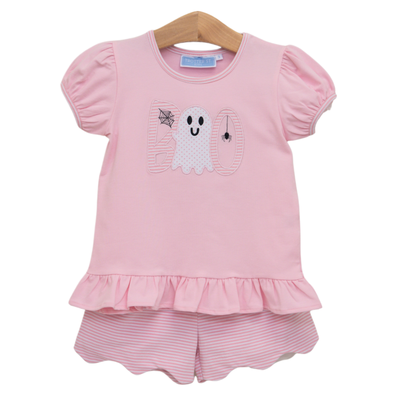 Trotter Street Kids Trotter Street Kids Boo Scalloped Short Set