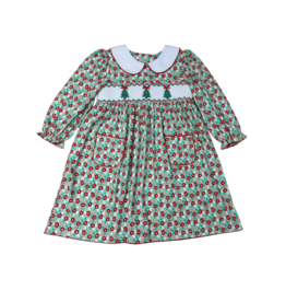 Whimsy Bay Whimsy Bay Christmas Tree Trio Smocked Dress