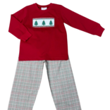 Whimsy Bay Whimsy Bay Christmas Tree Trio Smocked Pant Set