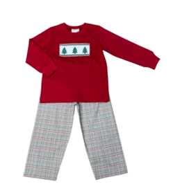 Whimsy Bay Whimsy Bay Christmas Tree Trio Smocked Pant Set