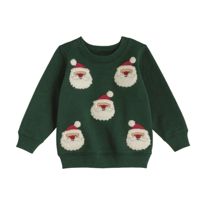 Mud Pie Mud Pie Green Santa Sweatshirt