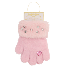 Mud Pie Mud Pie Light Pink Fur Glitzy Gloves