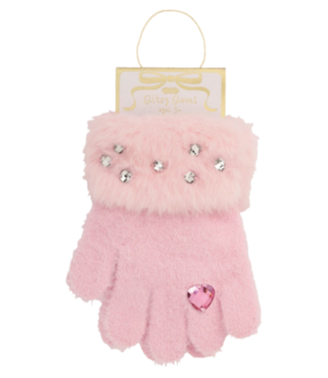 Mud Pie Mud Pie Light Pink Fur Glitzy Gloves