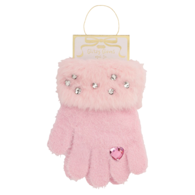 Mud Pie Mud Pie Light Pink Fur Glitzy Gloves
