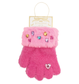 Mud Pie Mud Pie Hot Pink Fur Glitzy Gloves