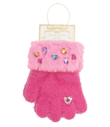 Mud Pie Mud Pie Hot Pink Fur Glitzy Gloves