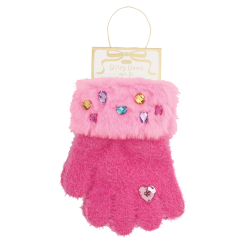Mud Pie Mud Pie Hot Pink Fur Glitzy Gloves