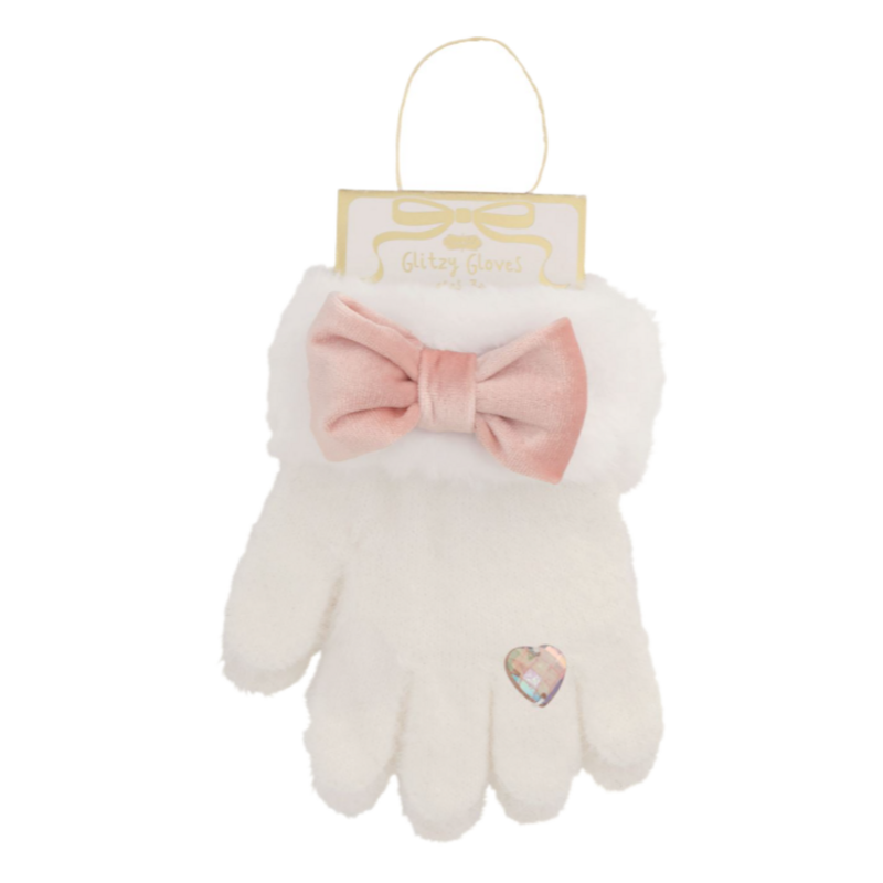 Mud Pie Mud Pie White Fur Glitzy Gloves