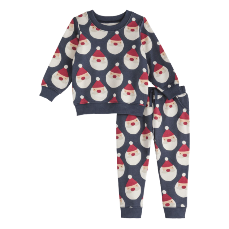 Mud Pie Mud Pie Navy Santa Two-Piece Jogger Set