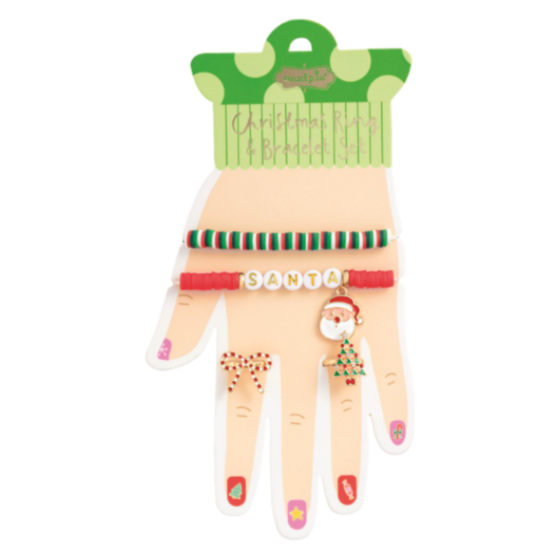 Mud Pie Mud Pie Santa Bracelet & Ring Set