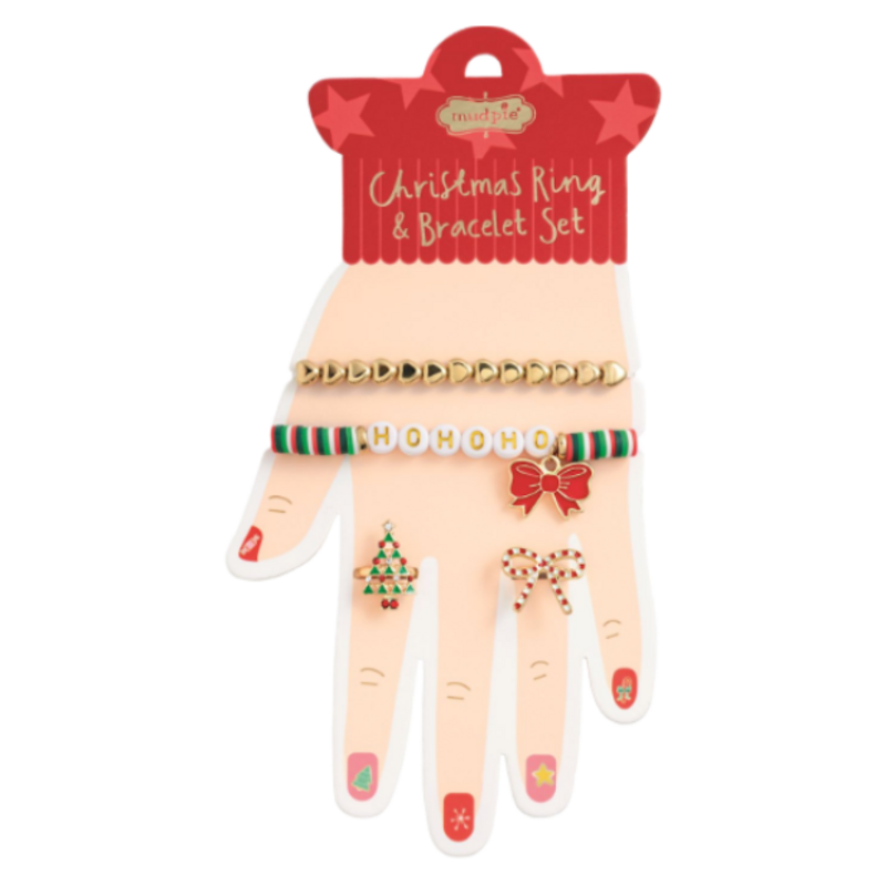 Mud Pie Mud Pie Ho Ho Ho Bracelet & Ring Set