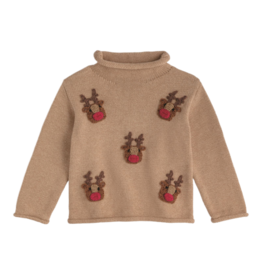 Mud Pie Mud Pie Scattered Reindeer Rollneck Sweater