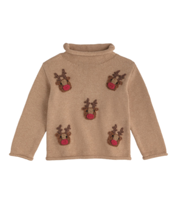 Mud Pie Mud Pie Scattered Reindeer Rollneck Sweater