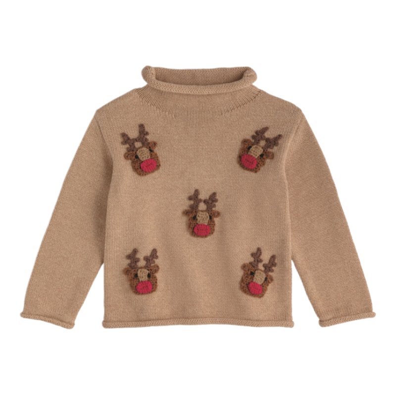 Mud Pie Mud Pie Scattered Reindeer Rollneck Sweater