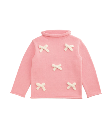 Mud Pie Mud Pie Pink Bow Rollneck Sweater