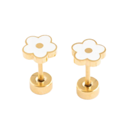 Pip Pop Post Pip Pop Post White Petite Flower Stud Earrings