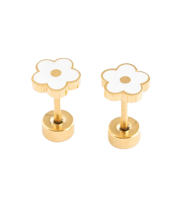 Pip Pop Post Pip Pop Post White Petite Flower Stud Earrings