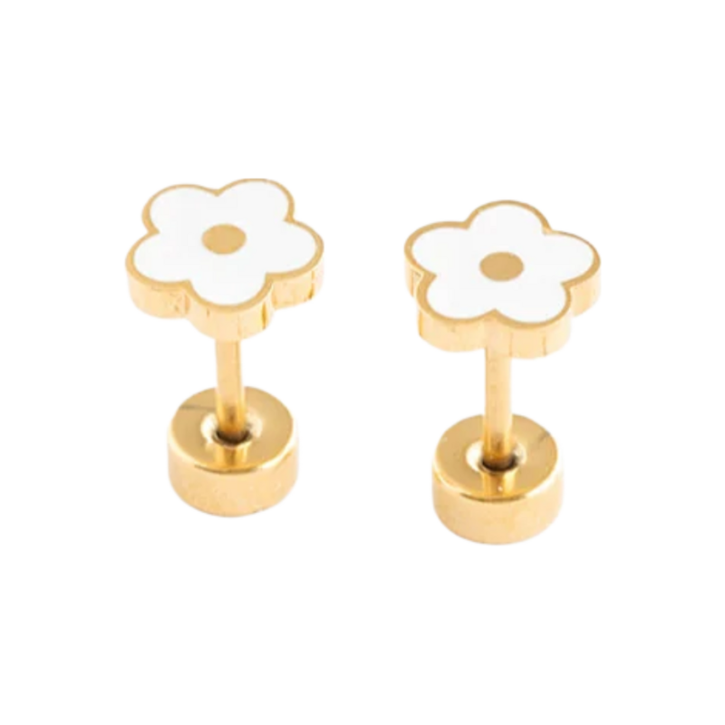 Pip Pop Post Pip Pop Post White Petite Flower Stud Earrings
