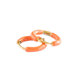 Pip Pop Post Pip Pop Post Tangerine Enamel Hoop Earrings