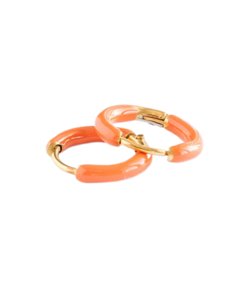Pip Pop Post Pip Pop Post Tangerine Enamel Hoop Earrings
