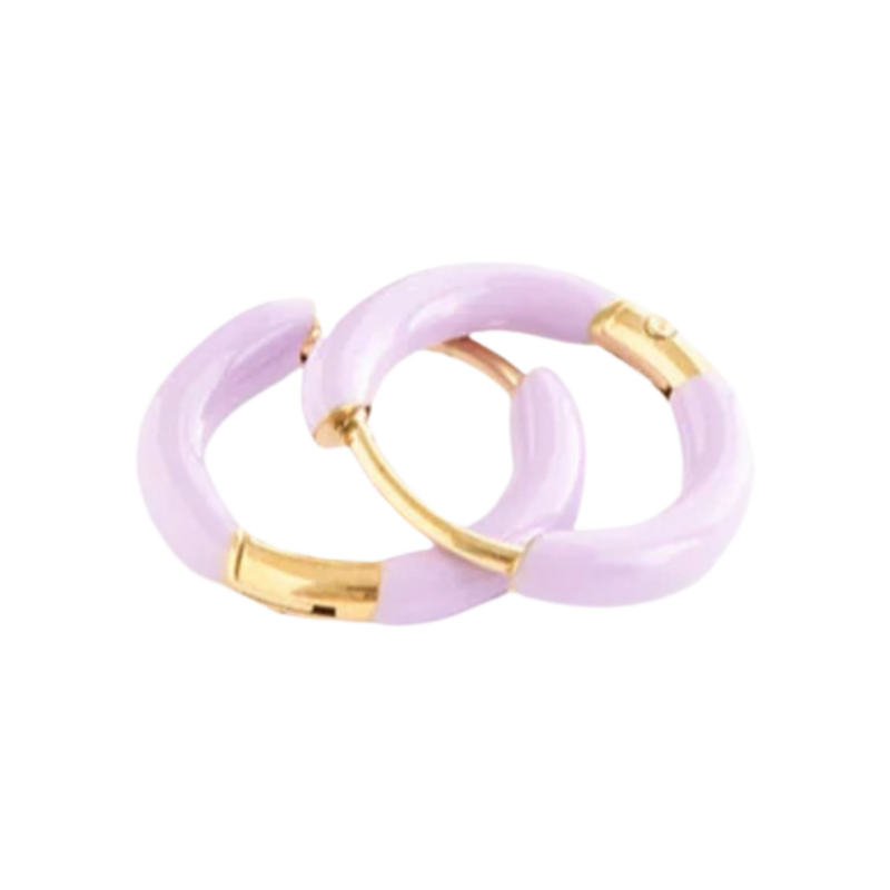 Pip Pop Post Pip Pop Post Purple Enamel Hoop Earrings