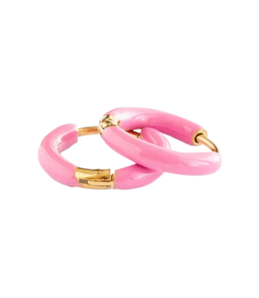 Pip Pop Post Pip Pop Post Pink Enamel Hoop Earrings