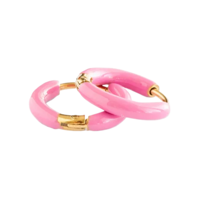 Pip Pop Post Pip Pop Post Pink Enamel Hoop Earrings