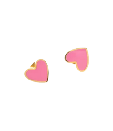 Pip Pop Post Pip Pop Post Pink Enamel Heart Stud Earrings
