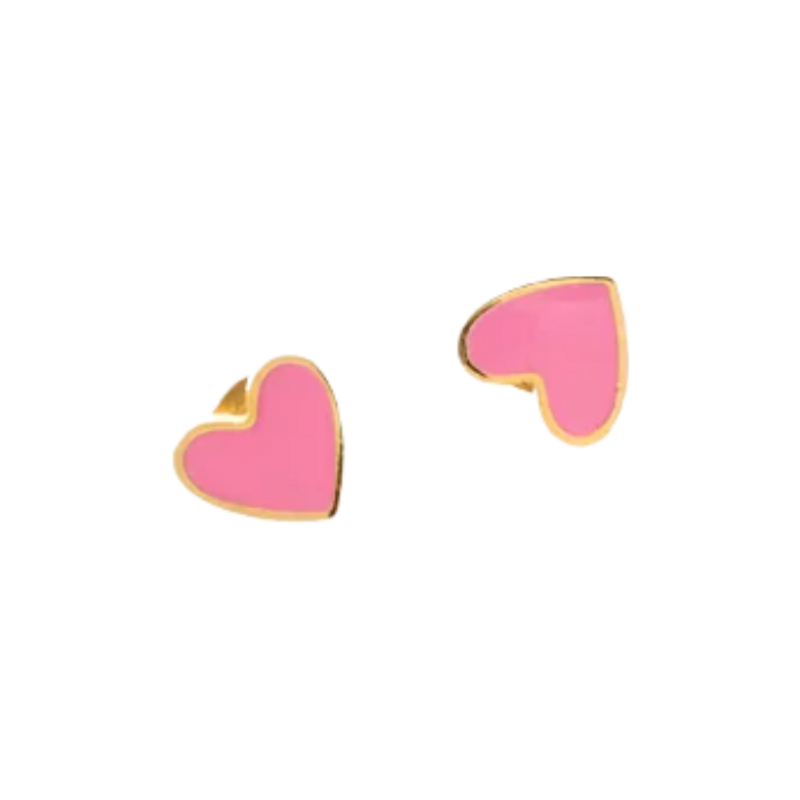 Pip Pop Post Pip Pop Post Pink Enamel Heart Stud Earrings