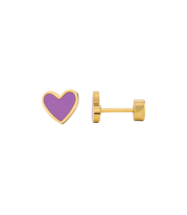 Pip Pop Post Pip Pop Post Purple Enamel Heart Stud Earrings