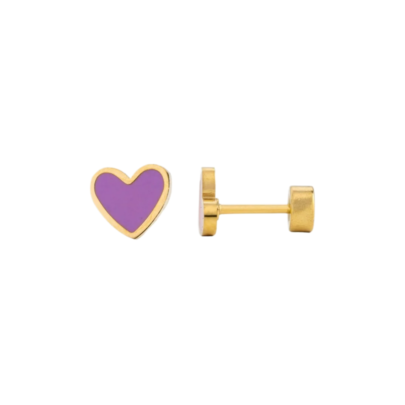 Pip Pop Post Pip Pop Post Purple Enamel Heart Stud Earrings