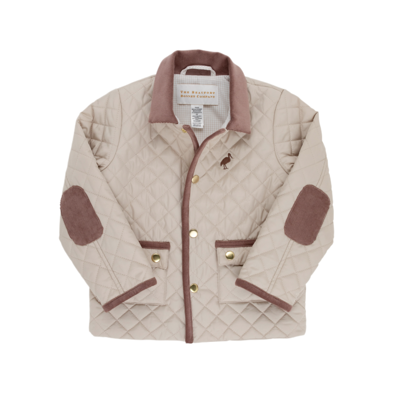 The Beaufort Bonnet Company TBBC Caldwell Quilted Coat - Keeneland Khaki/Gray Bay Brown